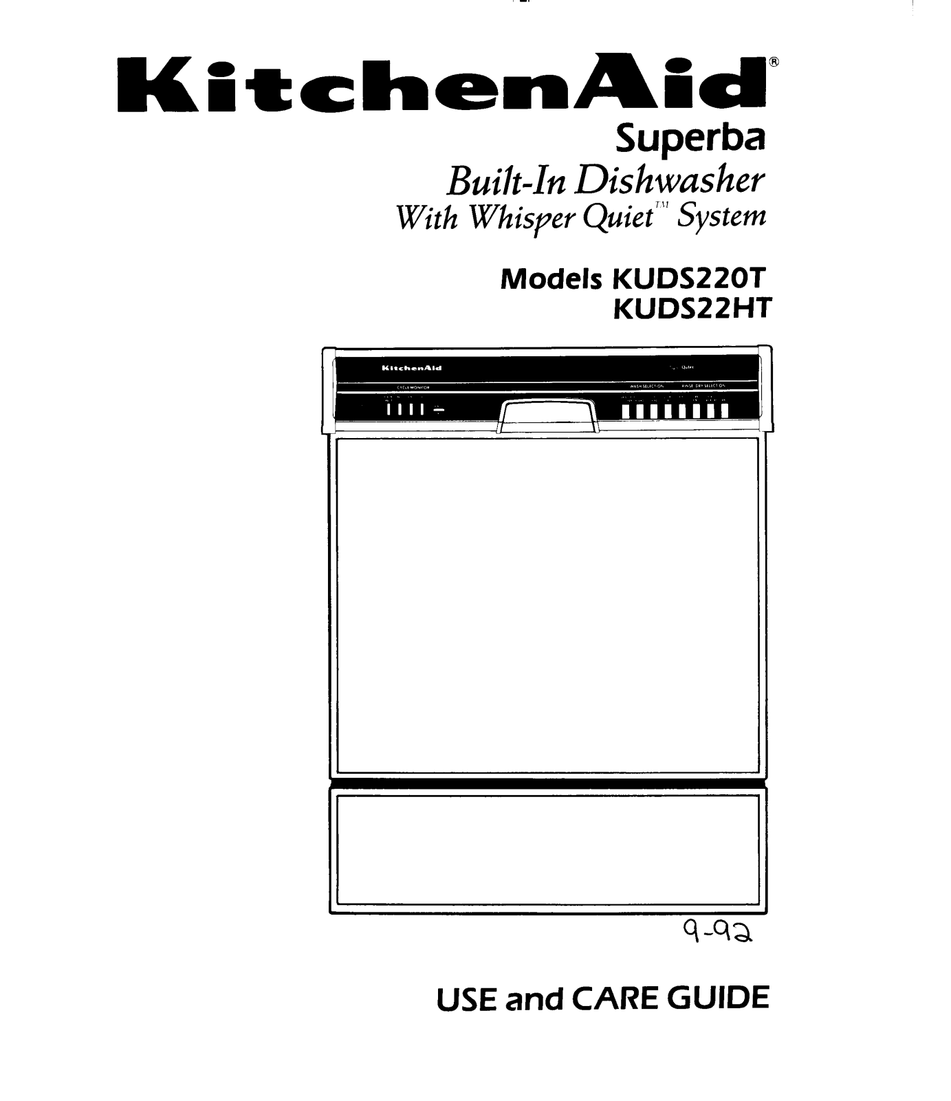 KitchenAid KUDS220T, KUDS22HT User Manual