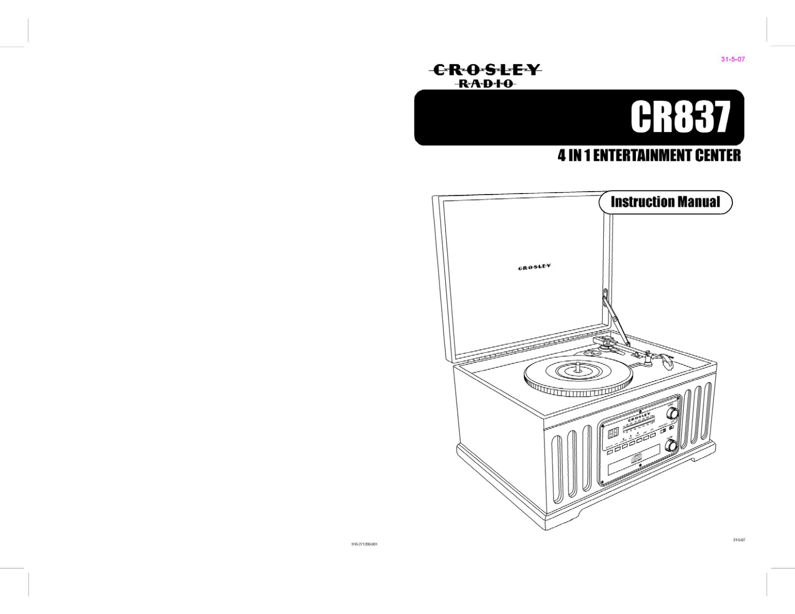 CROSLEY CR837 User Manual