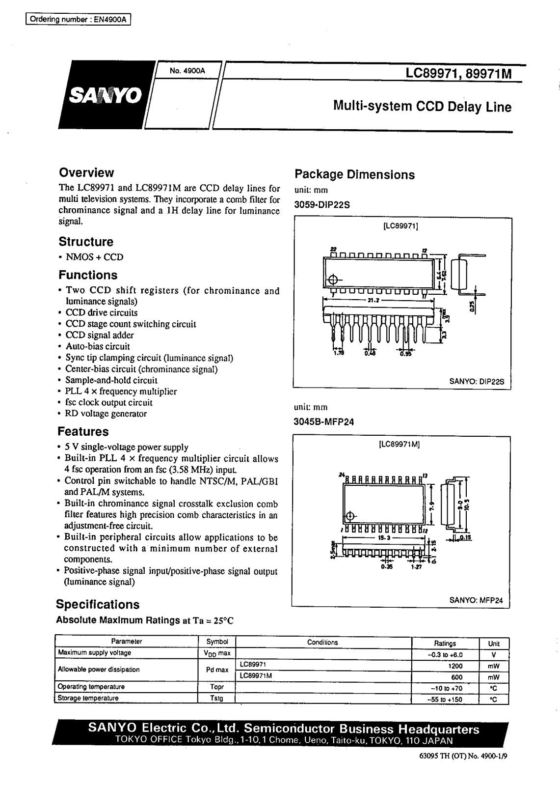 SANYO LC89971M, LC89971 Datasheet