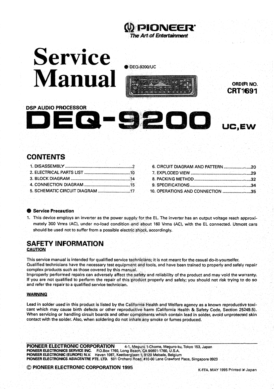 pioneer deq9200uc Service Manual