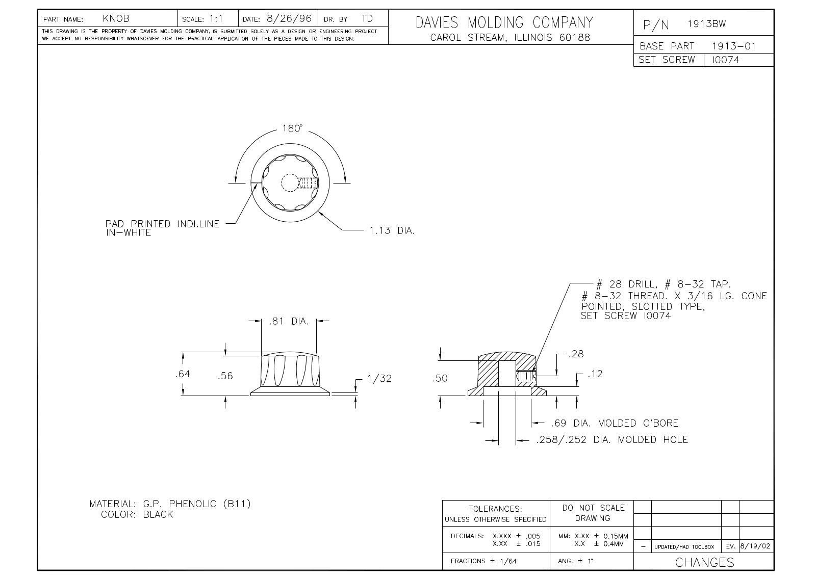 Davies Molding 1913BW Reference Drawing