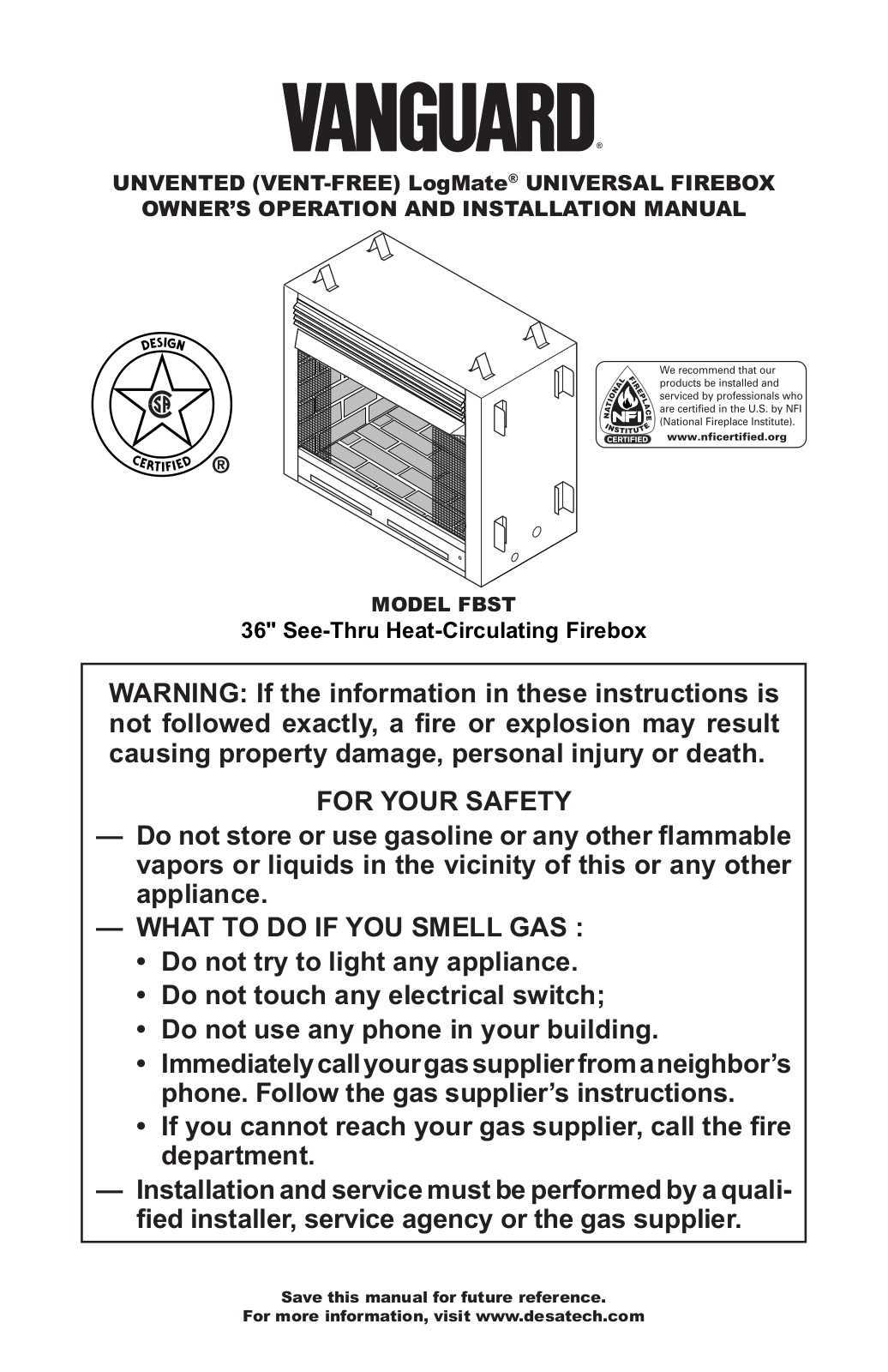 Vanguard FBST User Manual