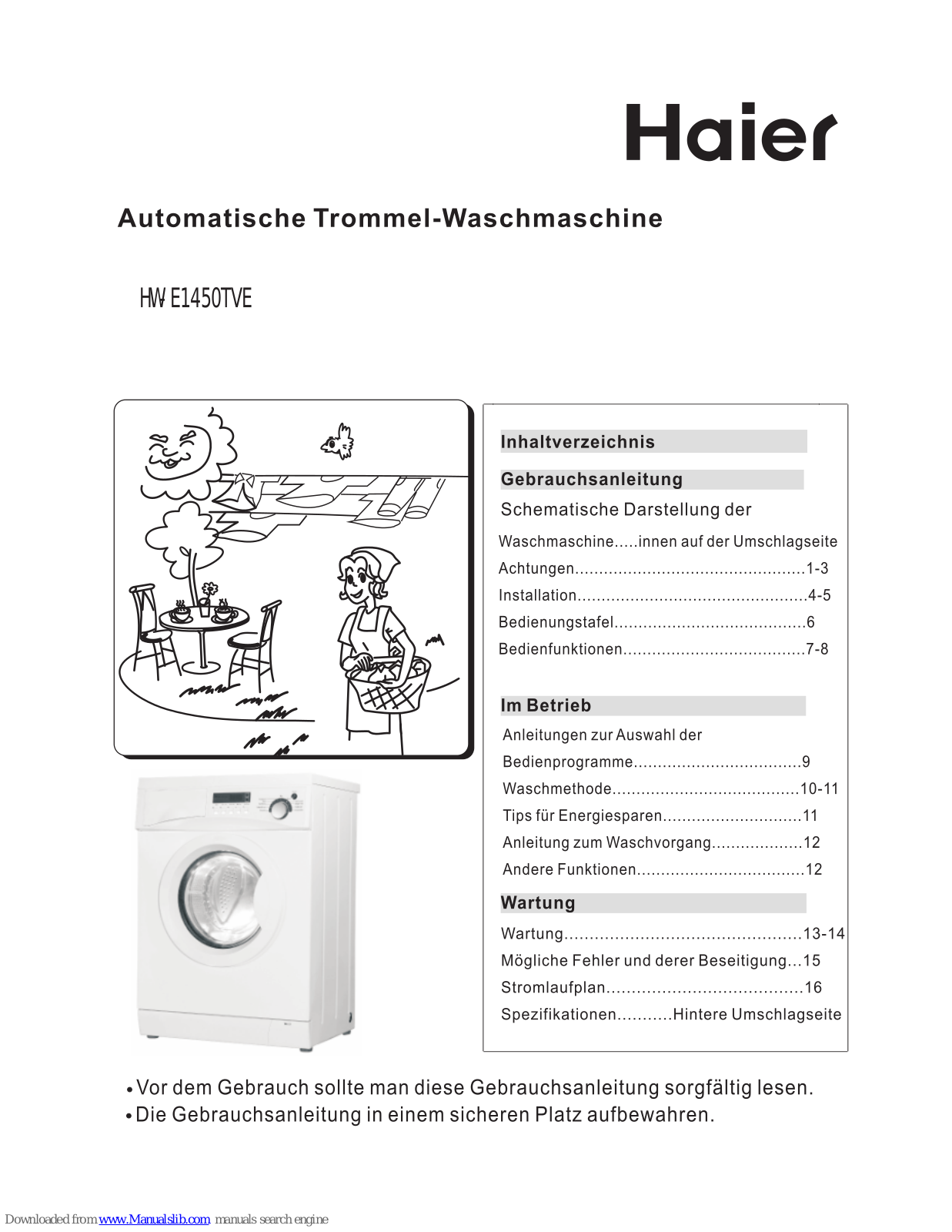 Haier HW-E1450TVE User Manual