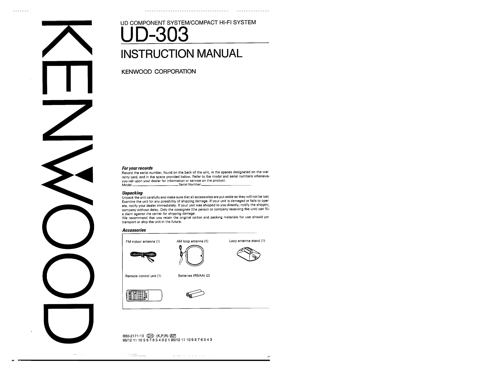 Kenwood UD-303 User Manual