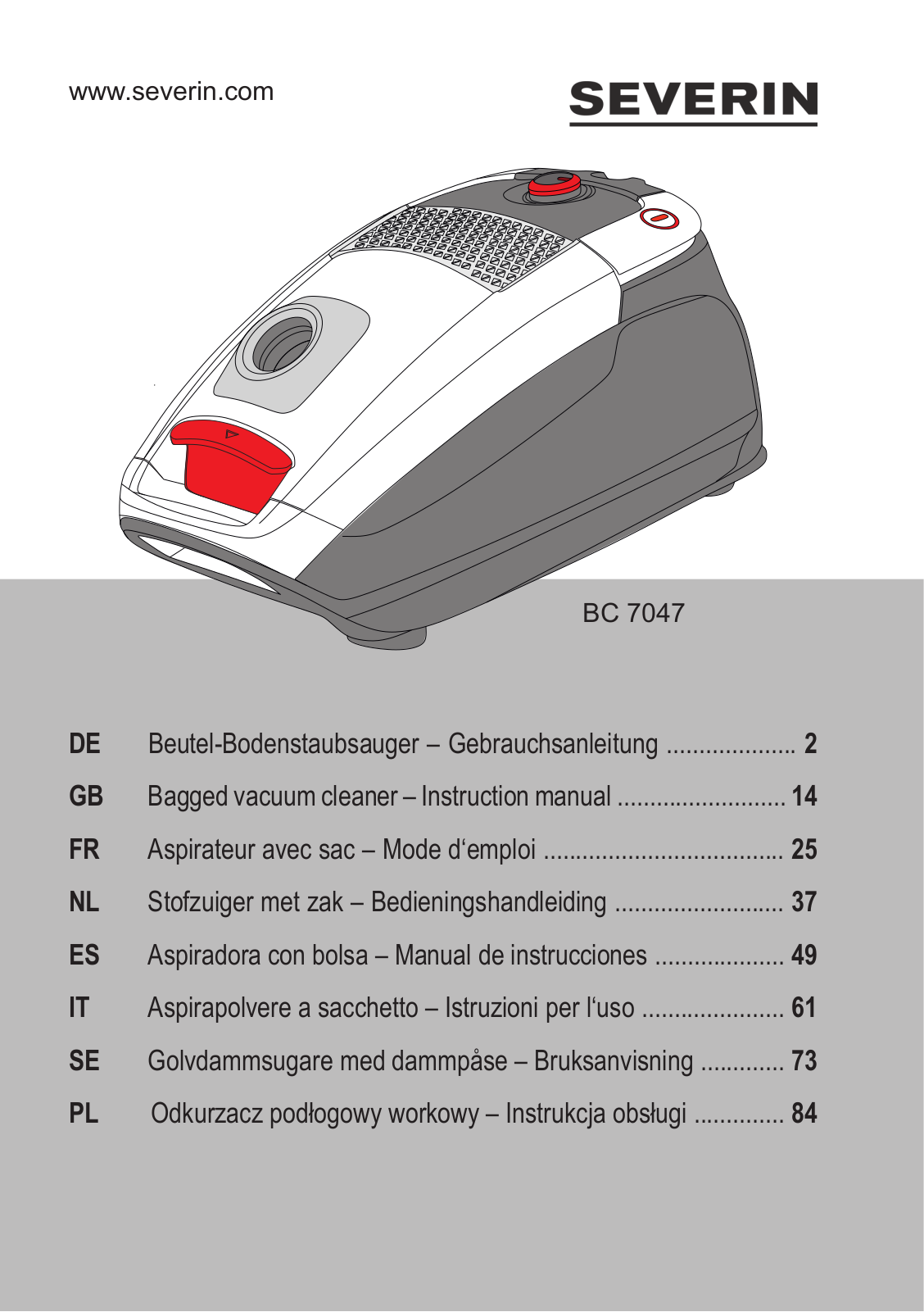 Severin BC 7047 operation manual