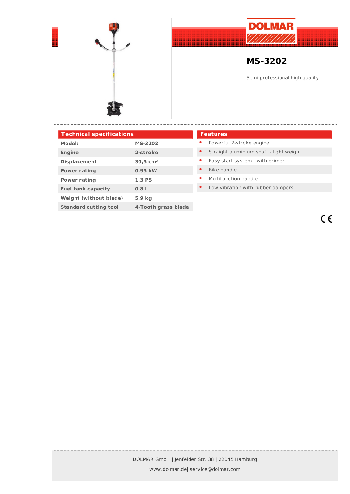 Dolmar MS-3202 Technical specifications