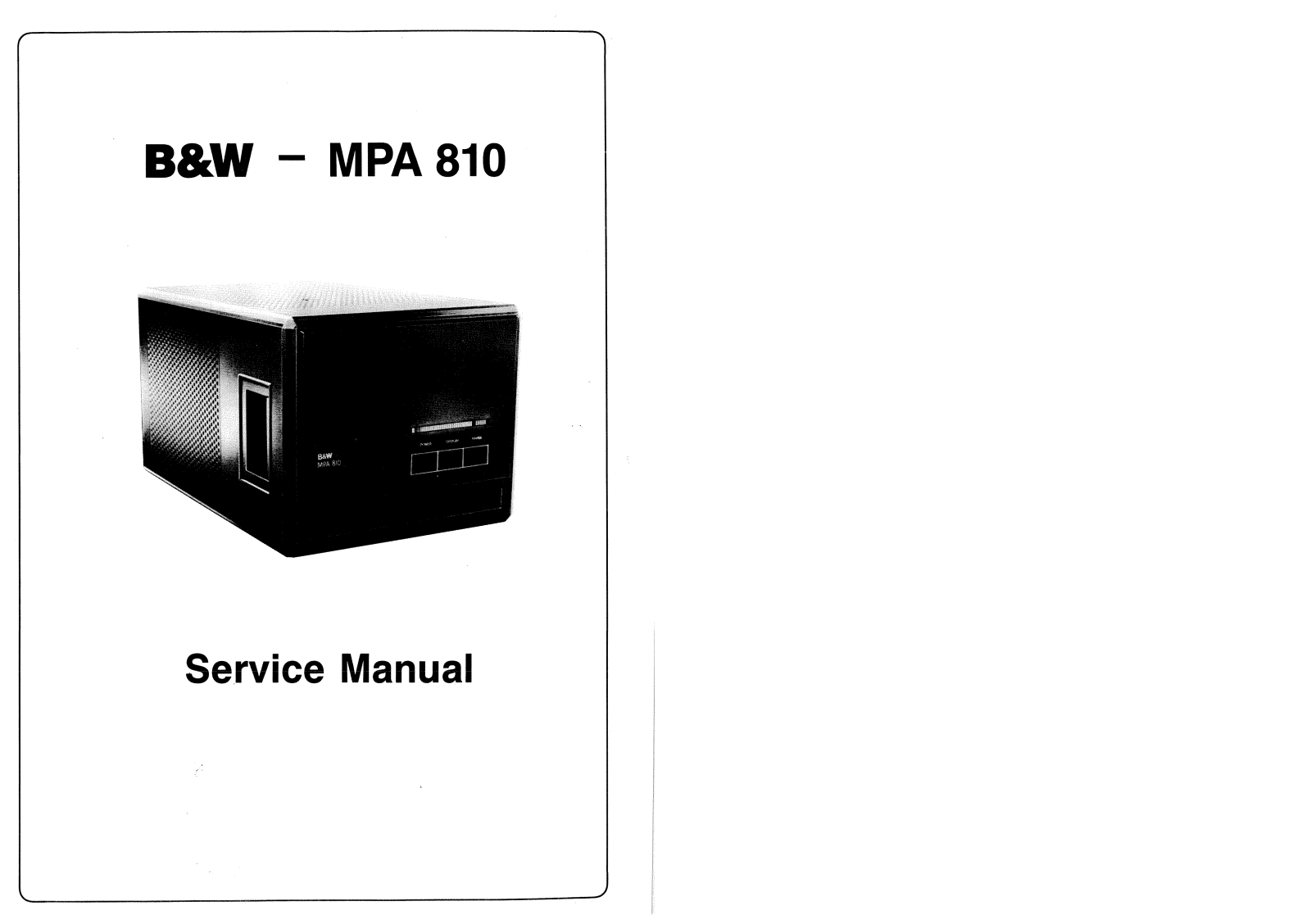 Bowers and Wilkins MPA-810 Service manual