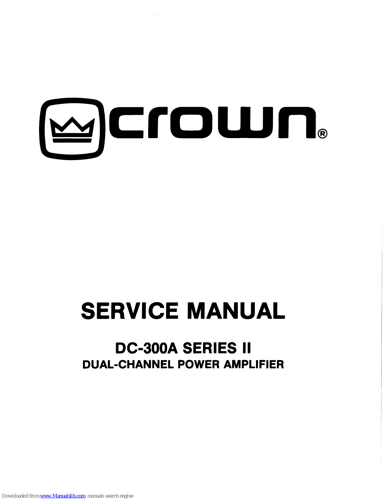 Crown DC-300A II Series Service Manual