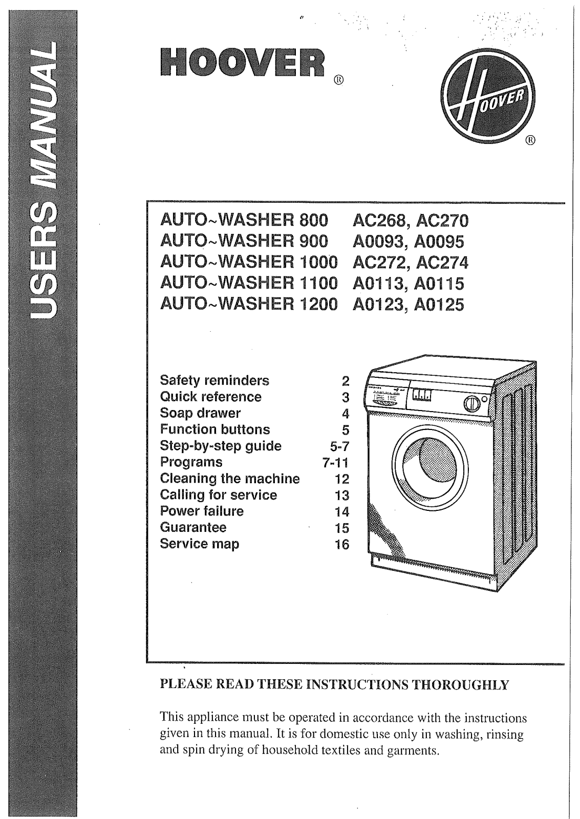 Hoover AC268, A0125, A0115, A0113, AC274 User Manual