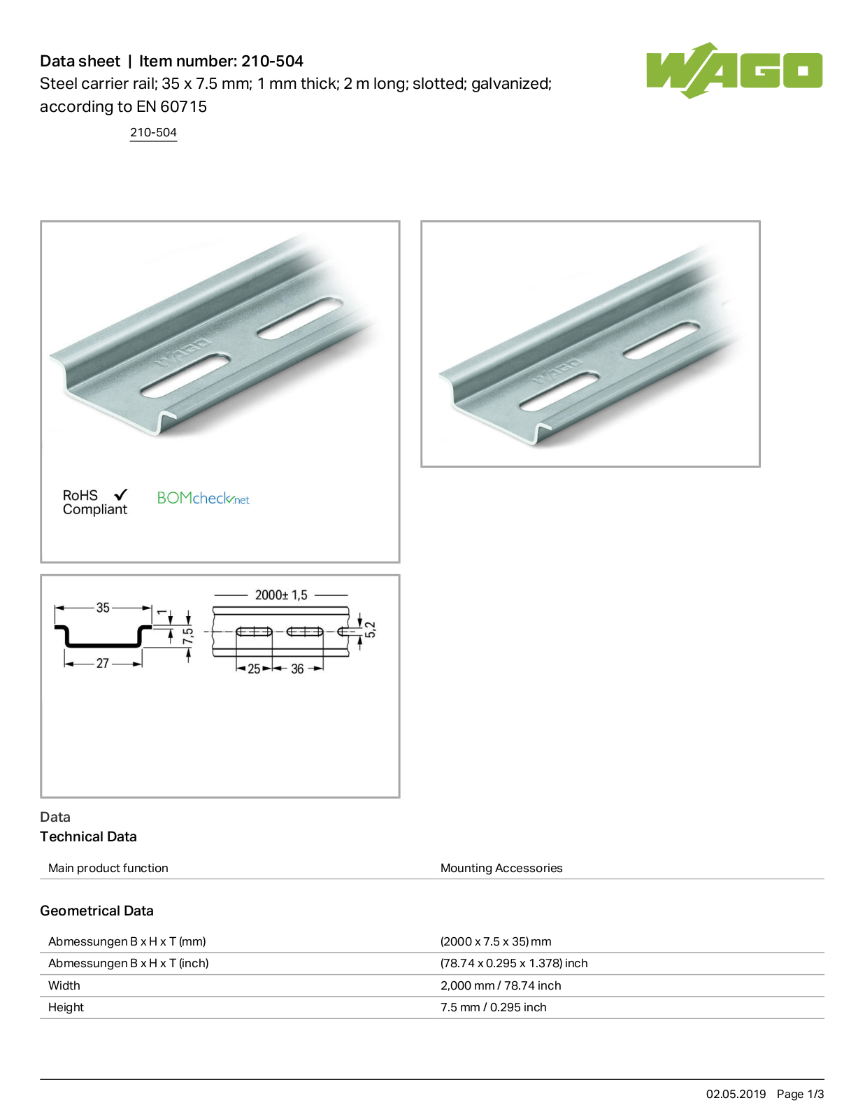 Wago 210-504 Data Sheet