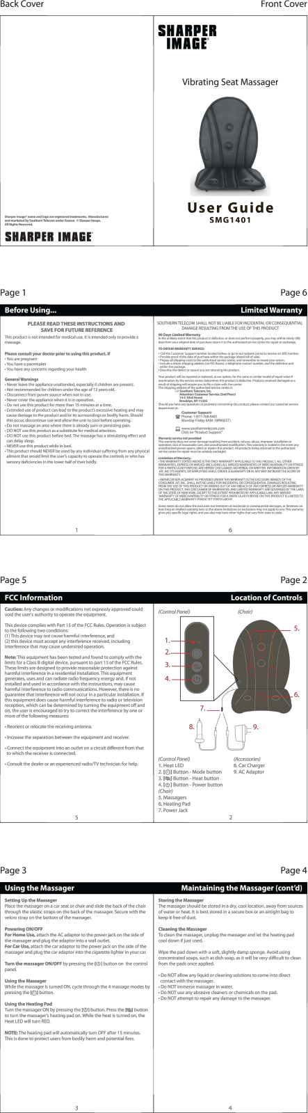 Sharper image SMG1401 User Manual