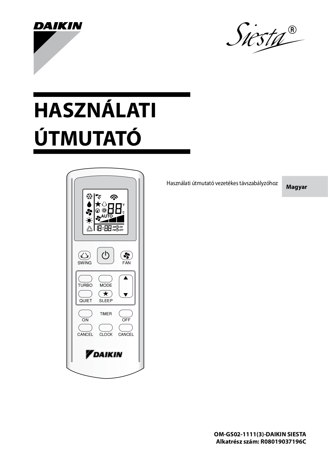 Daikin BRC52A61, BRC52A62, BRC52A63 Operation manuals