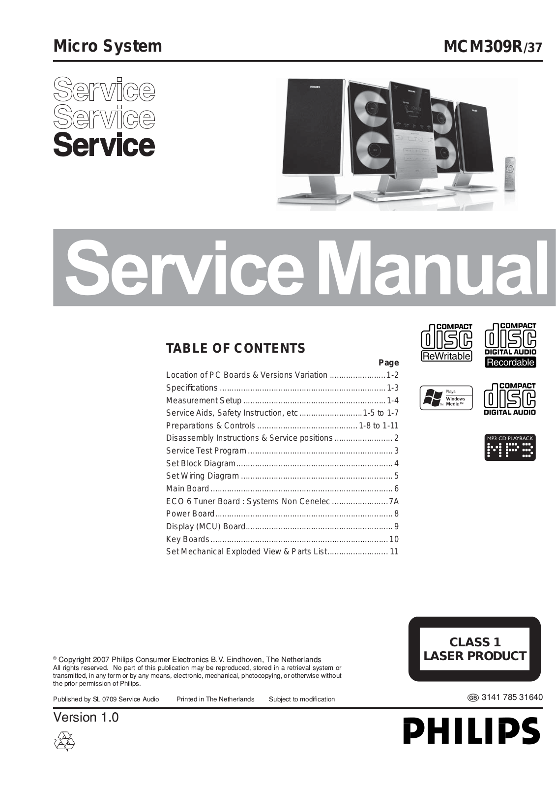 Philips MCM-309-R Service Manual