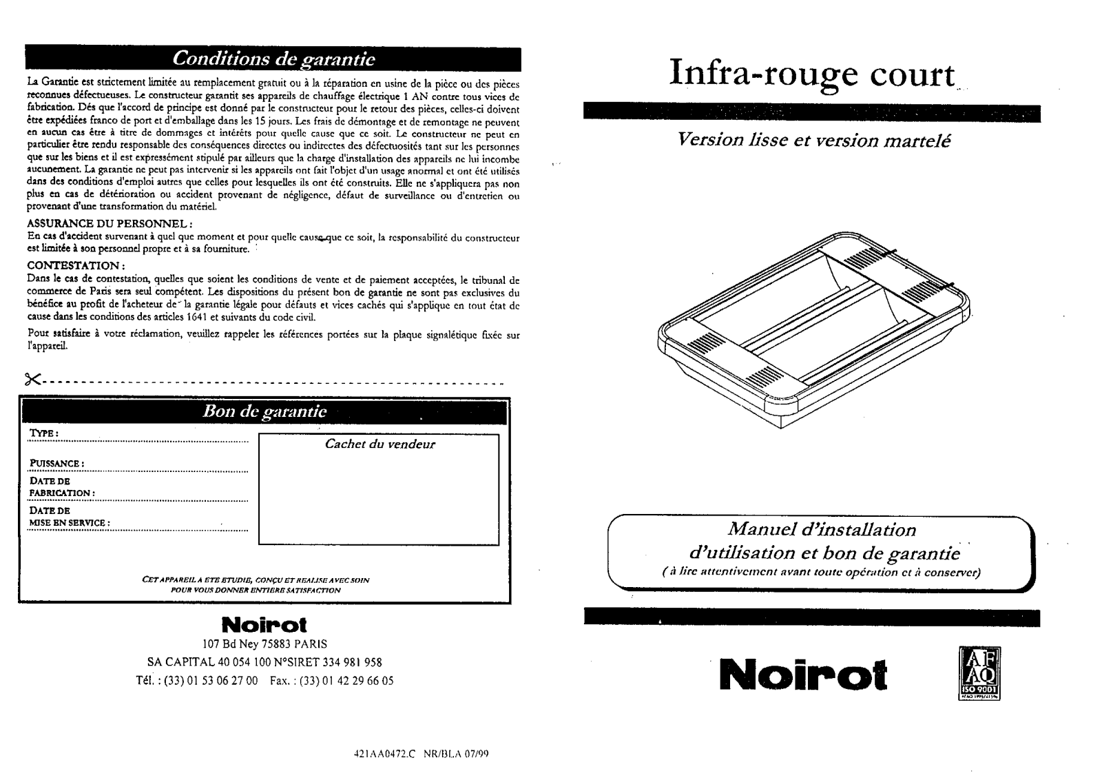 NOIROT INFRA-ROUGE COURT User Manual