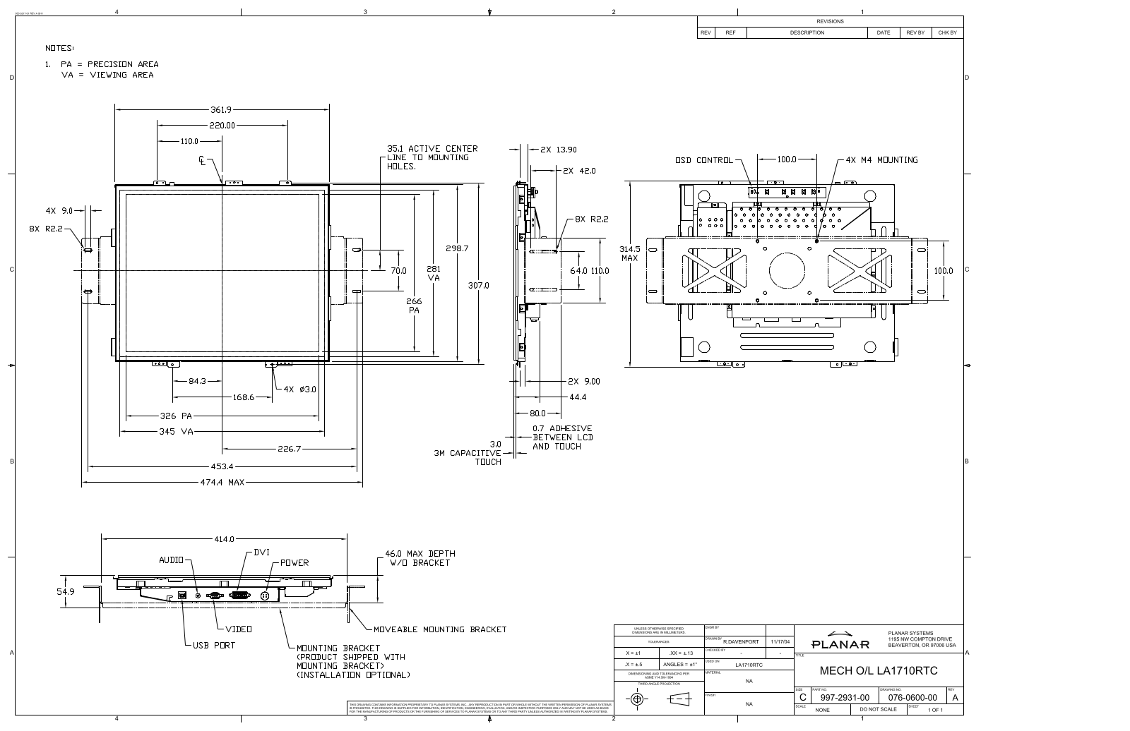 Planar LA1710RTC User Manual