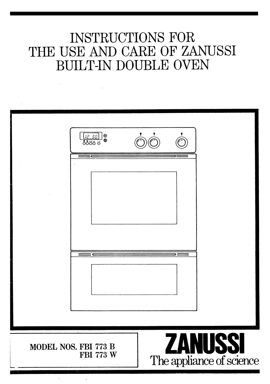 Zanussi FBI 773 B, FBI 773 W Instruction Manual