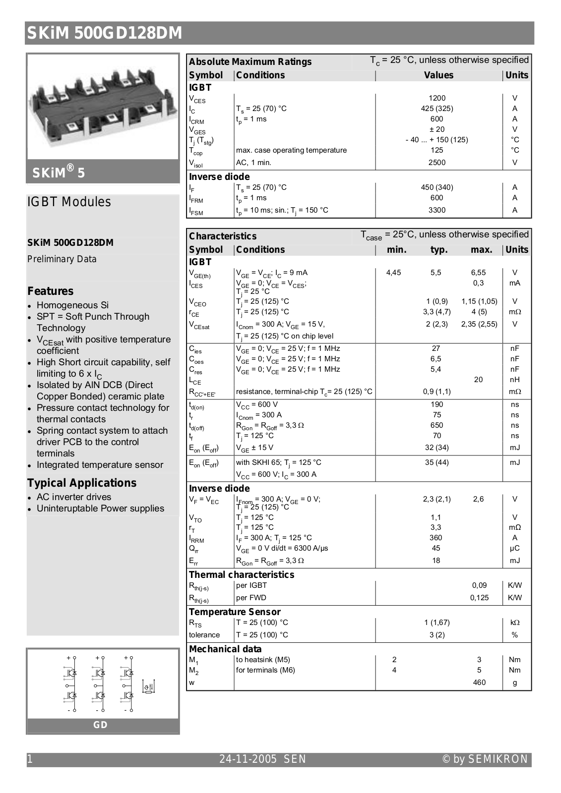 Semikron SKIM500GD128DM Data Sheet