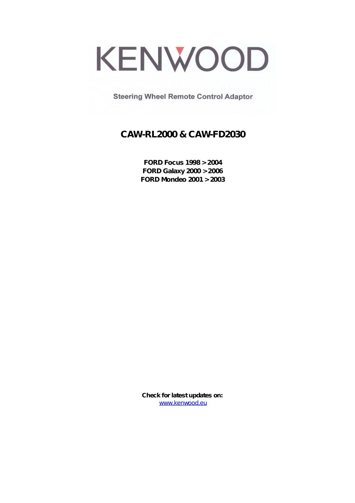 Kenwood CAW-FD2030 User Manual