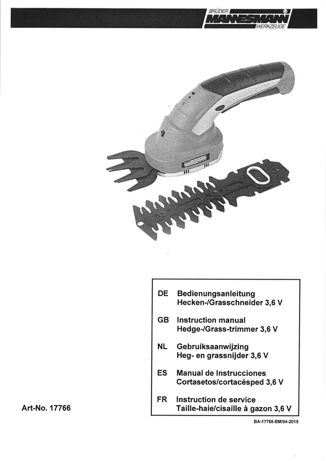 Brüder Mannesmann 17766 Instruction Manual - ManualMachine.com