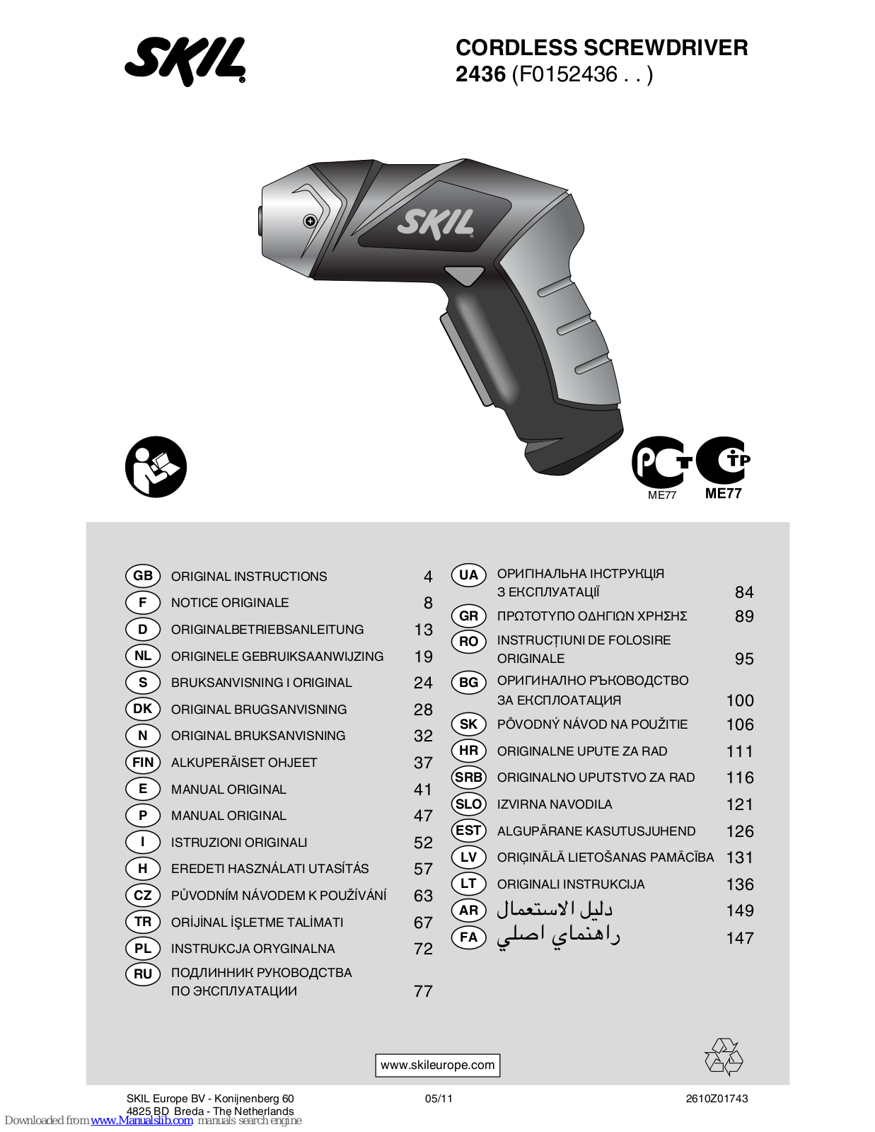 Skil 2436,F0152436 Series Original Instructions Manual