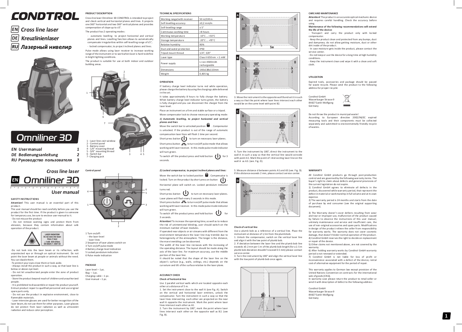 Condtrol Omniliner 3D User Manual