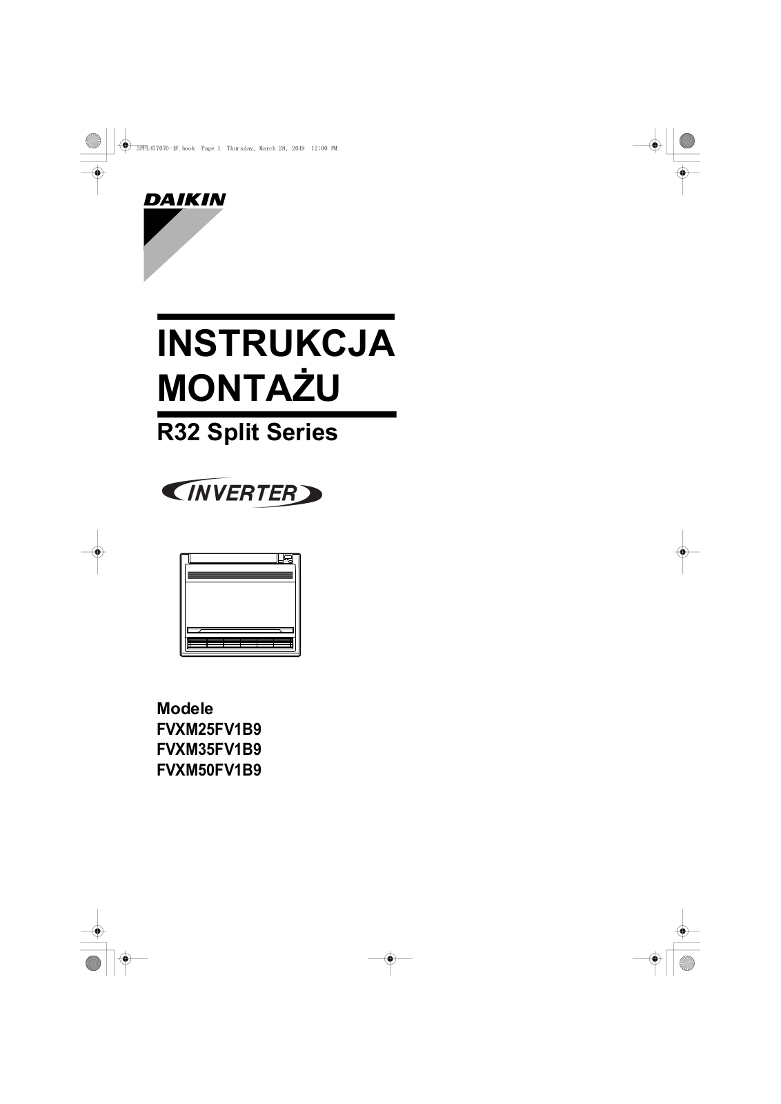 Daikin FVXM25FV1B9 Installation manuals