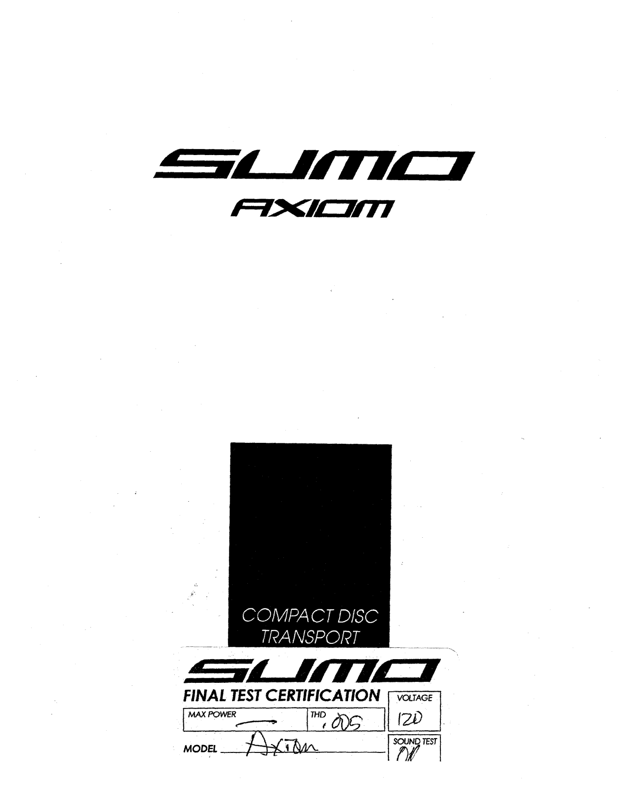 Sumo Axiom Owners manual