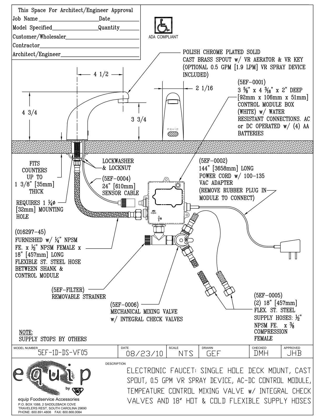 T&S Brass EF-1D-DS-VF05 User Manual