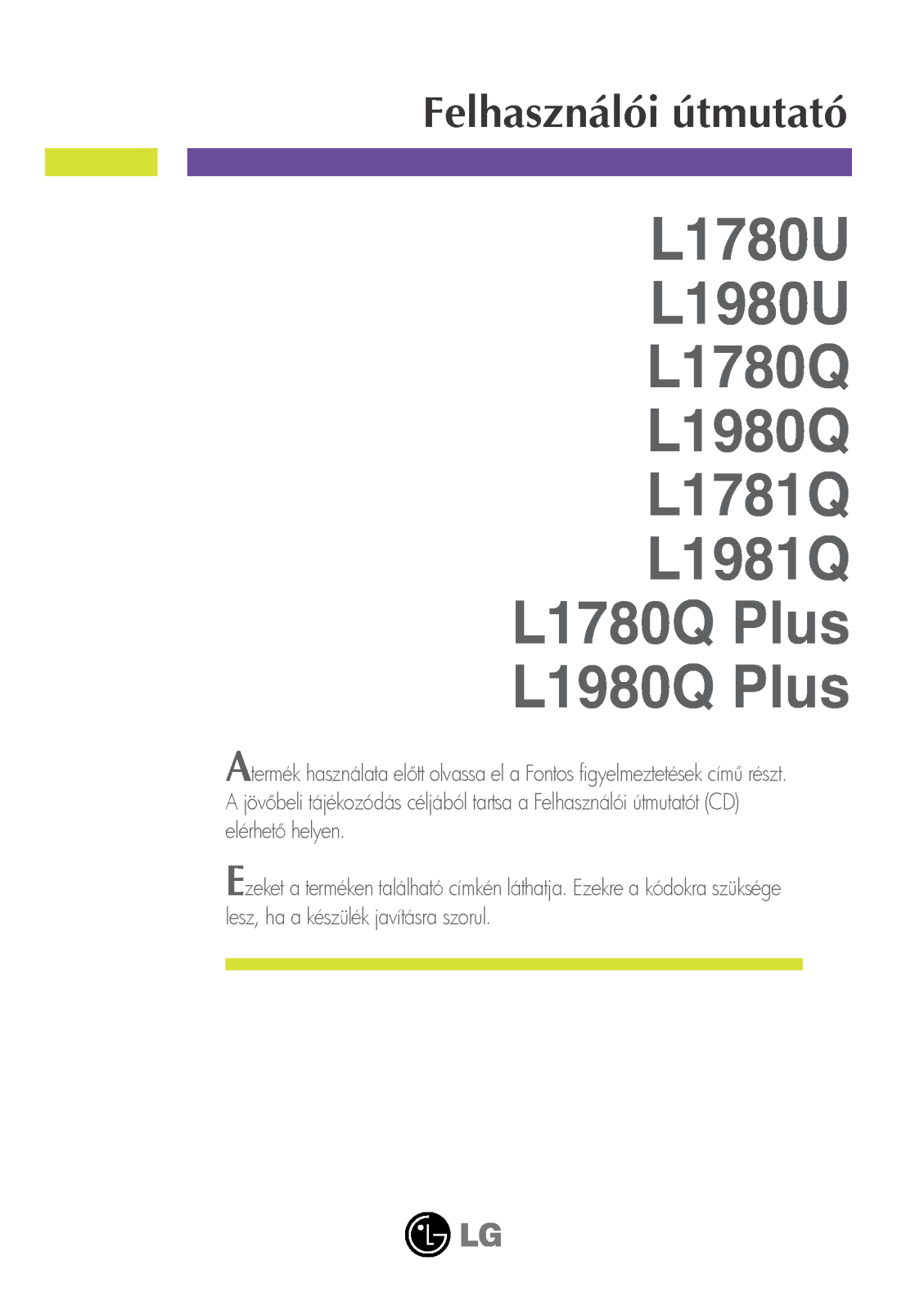 LG L1780Q User manual