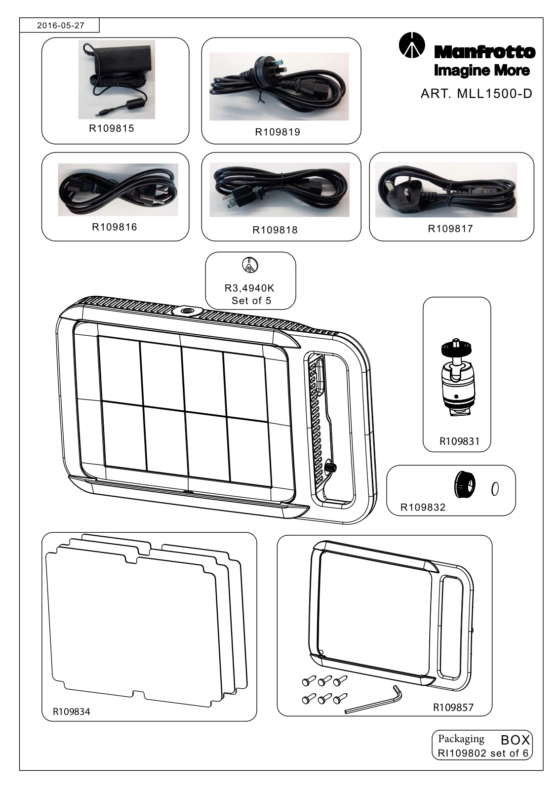 Manfrotto MLL1500-D-1 Data Sheet