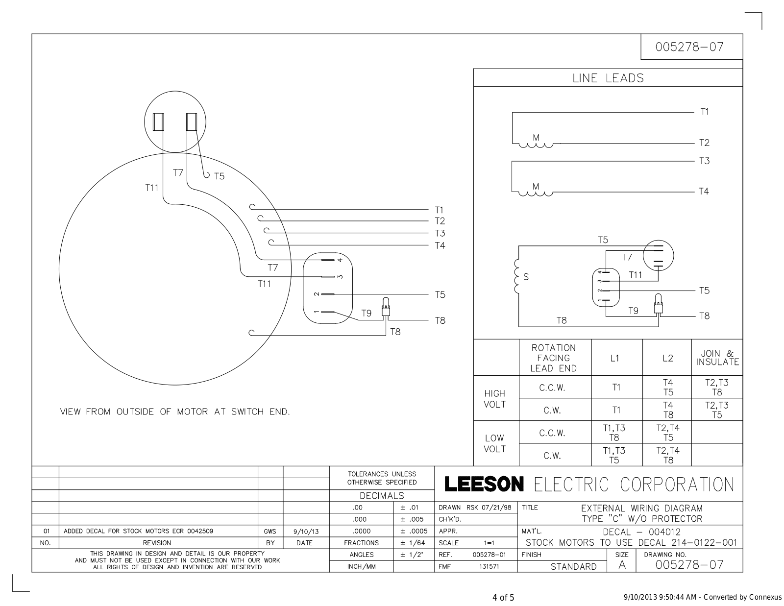 Leeson 005278-07 Wiring Diagrams