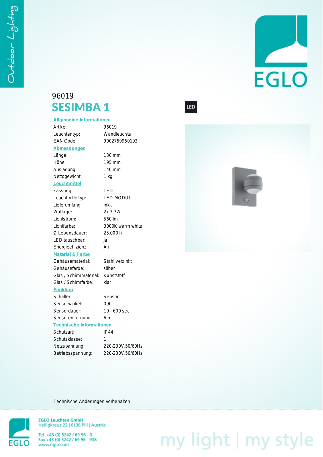 Eglo 96019 Service Manual