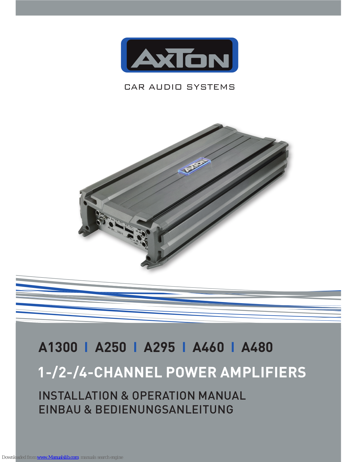 AXTON A1300, A460, A295, A250, A480 Installation & Operation Manual