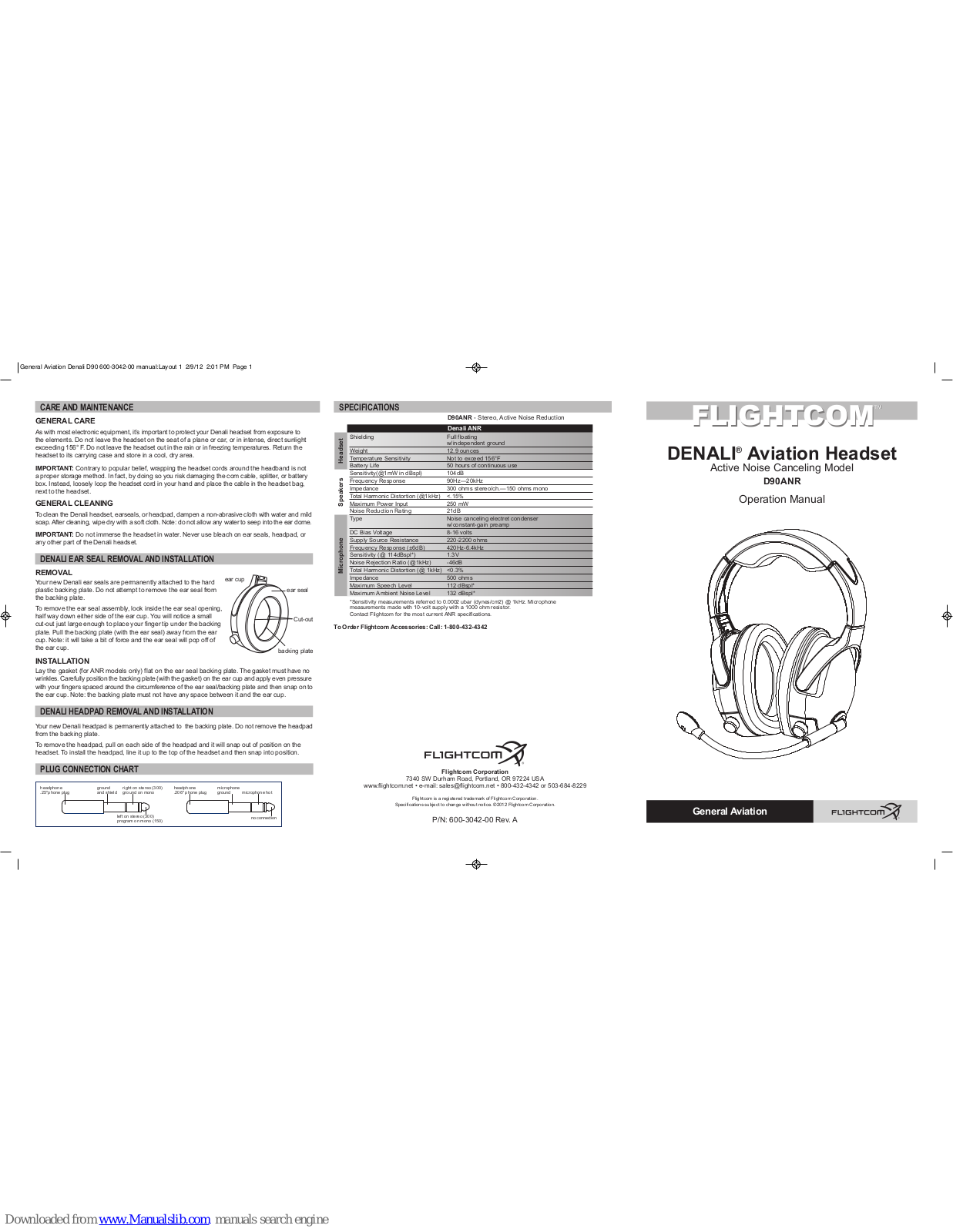 Flightcom D90ANR Operation Manual