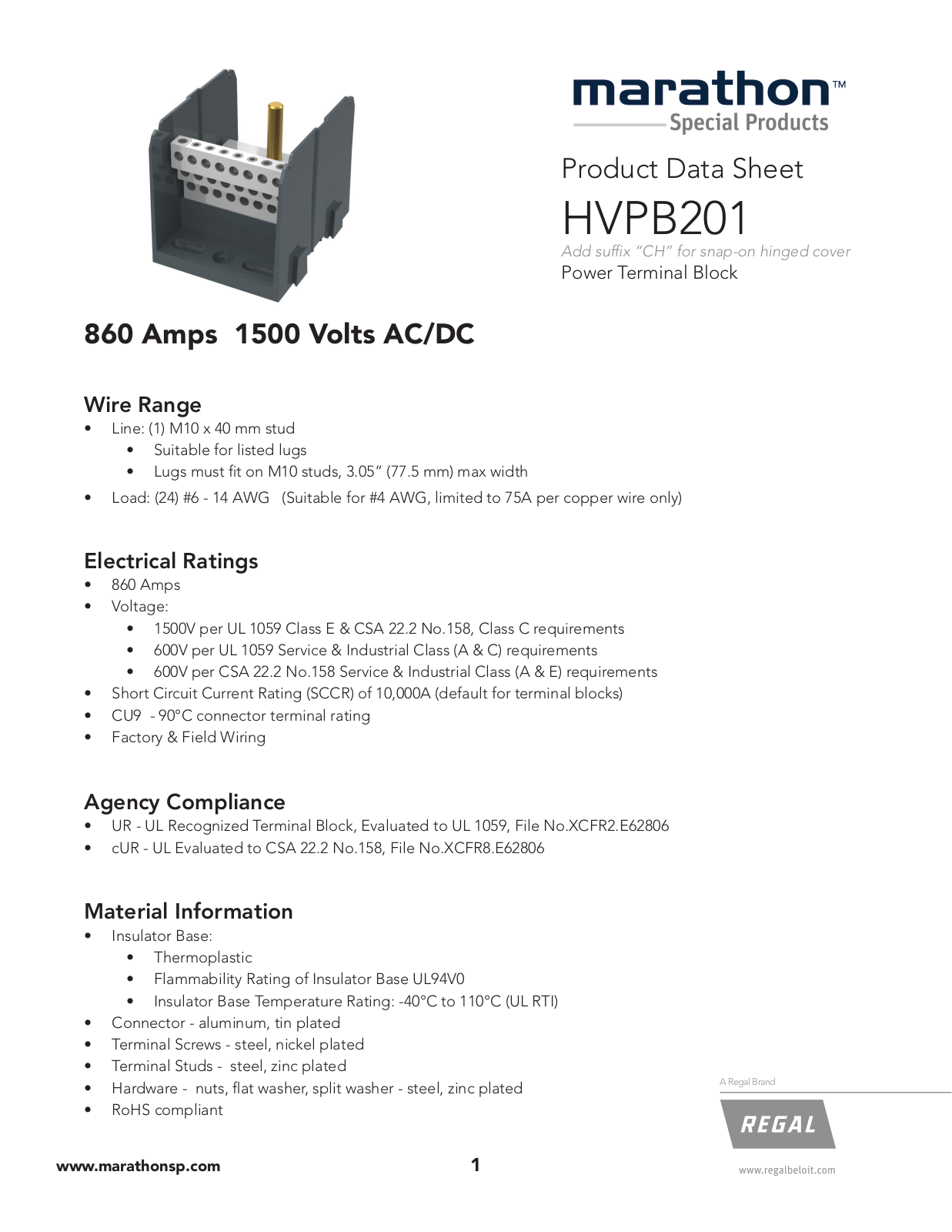 Marathon Special Products HVPB201 Data Sheet