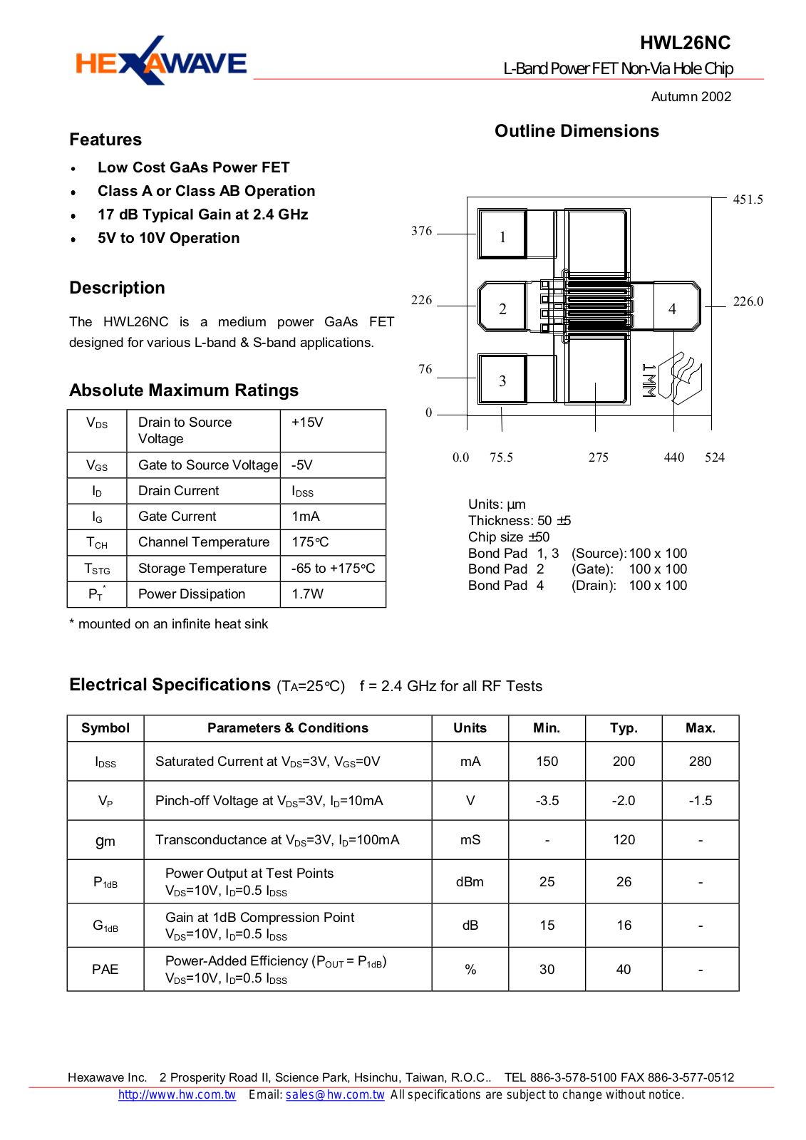 HWTW HWL26NC Datasheet