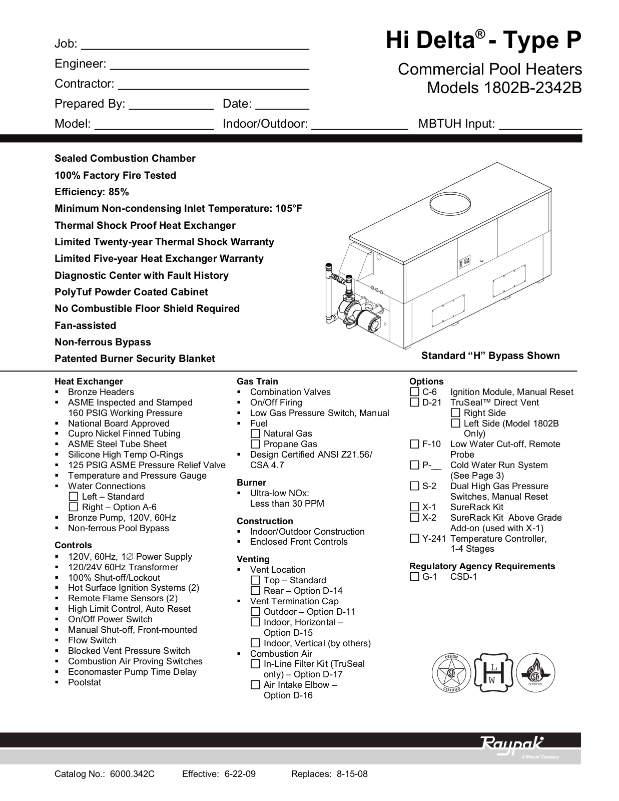 Raypak 1802B User Manual