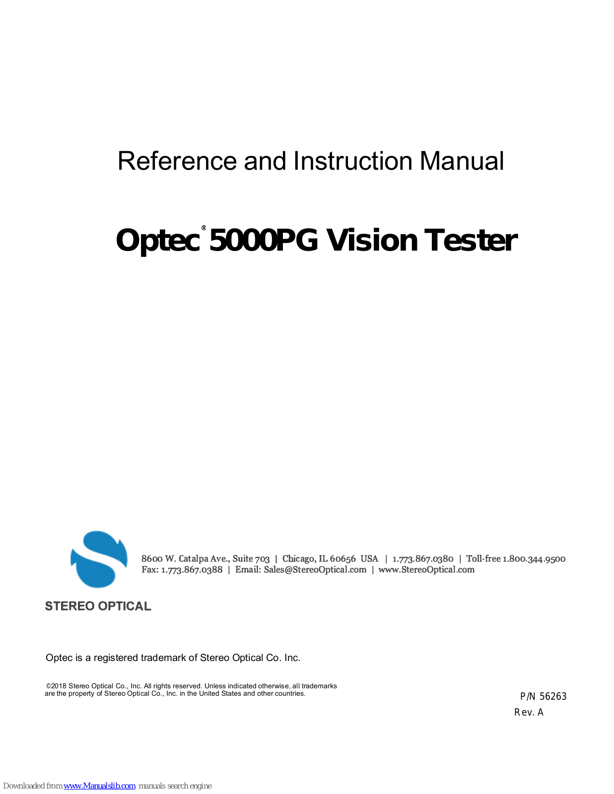 Optec 5000PG Reference And Instruction Manual