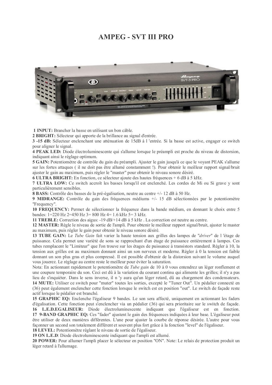 AMPEG SVT III PRO User Manual