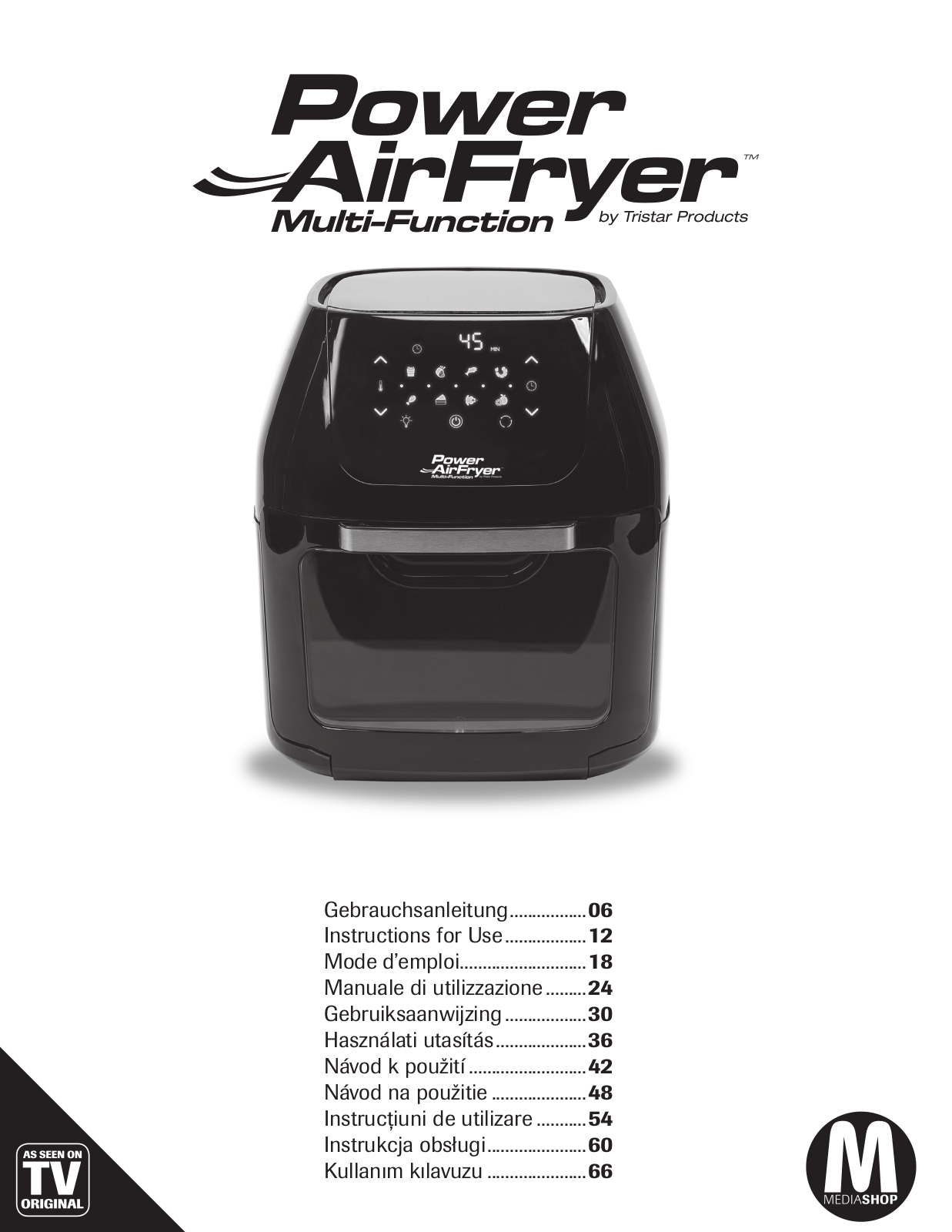 Mediashop Power AirFryer Multi-Function Deluxe operation manual