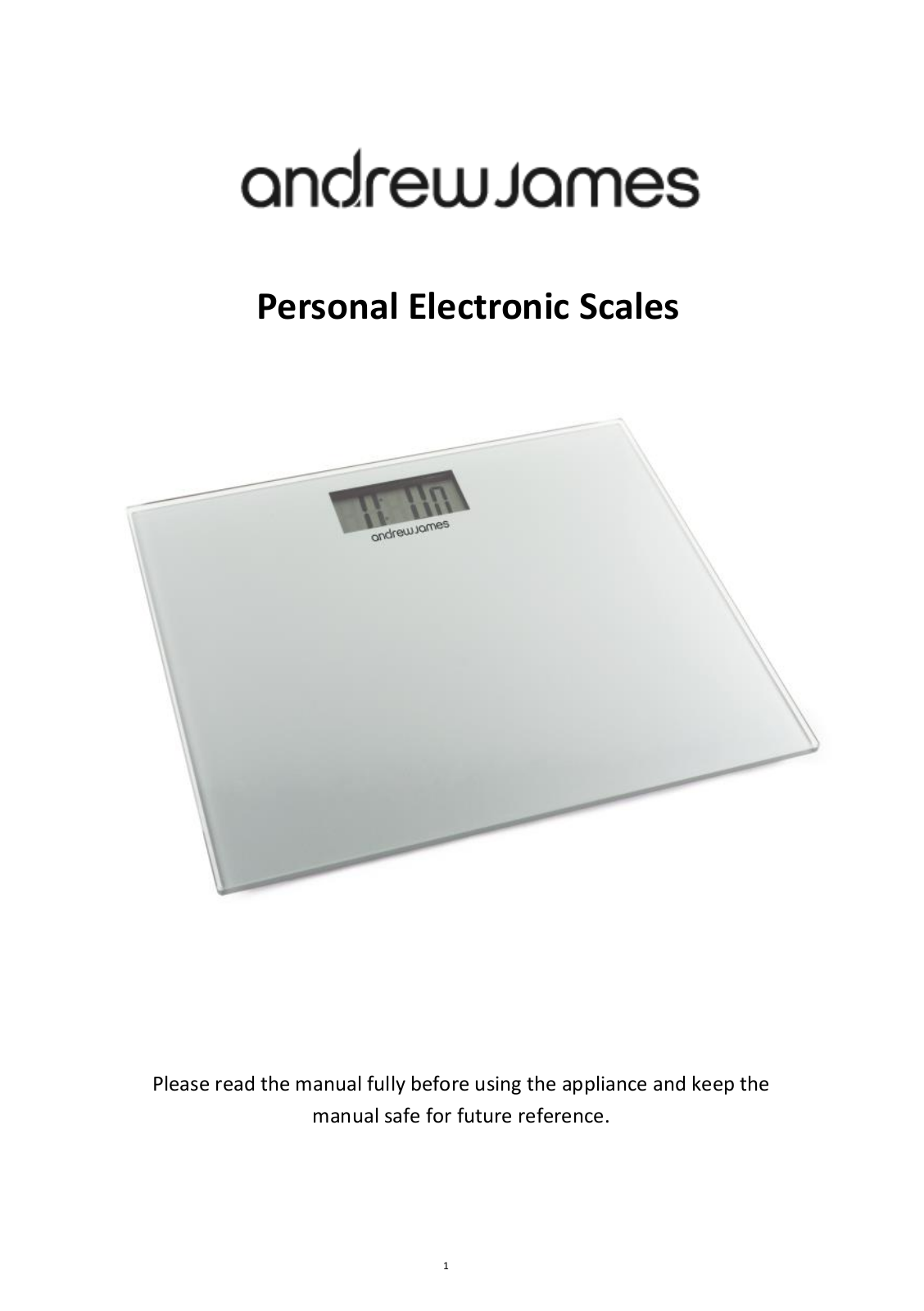 Andrew James Electronic Personal Scales User Manual