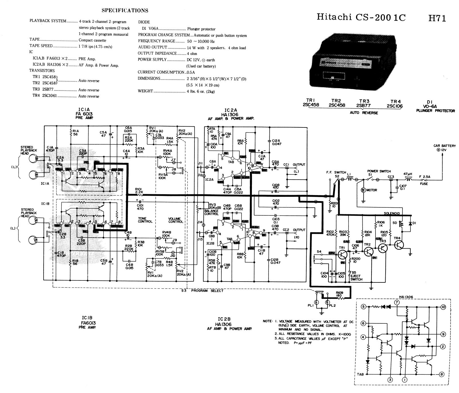 Hitachi CS-200 Cirquit Diagram