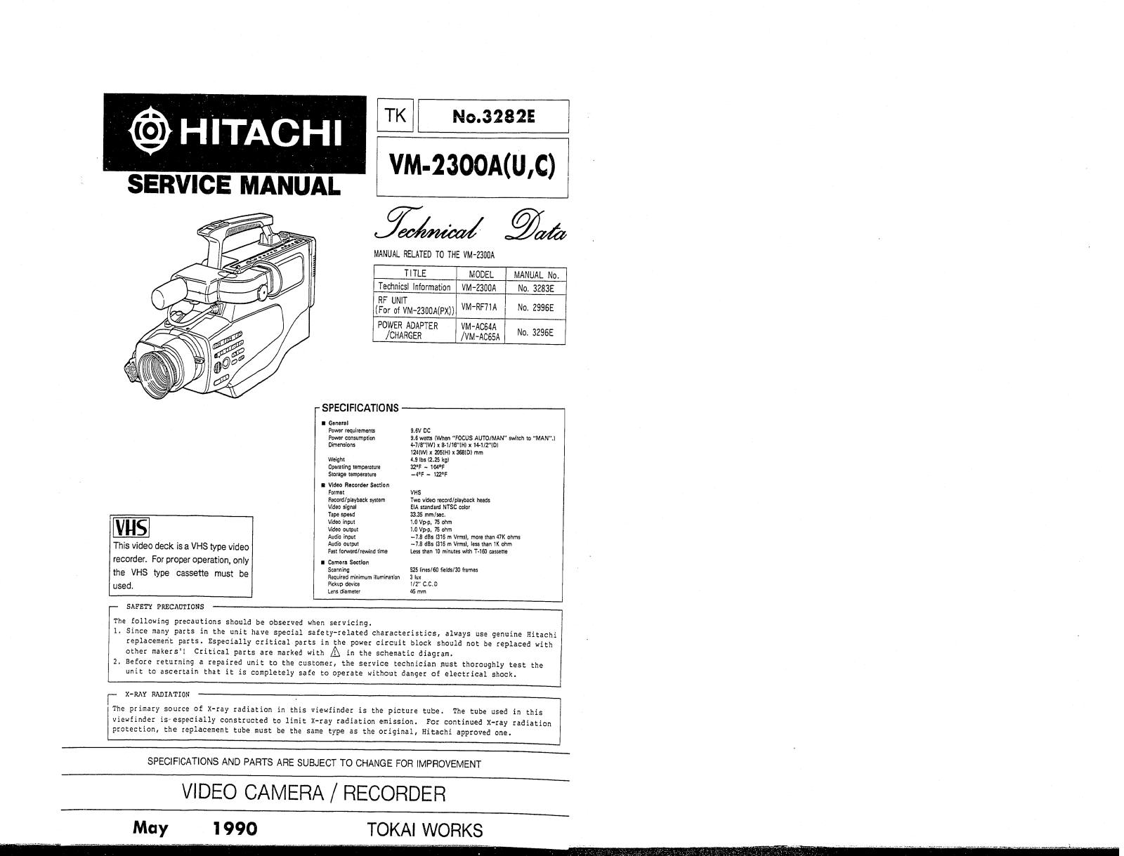 Hitachi VM2300A Service Manual