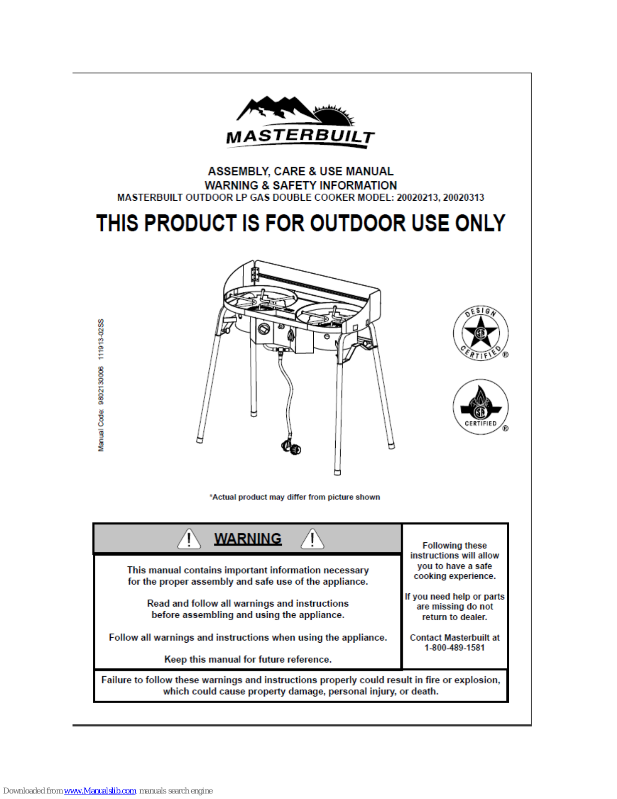 Masterbuilt 20020213, 20020313 Owner's Manual