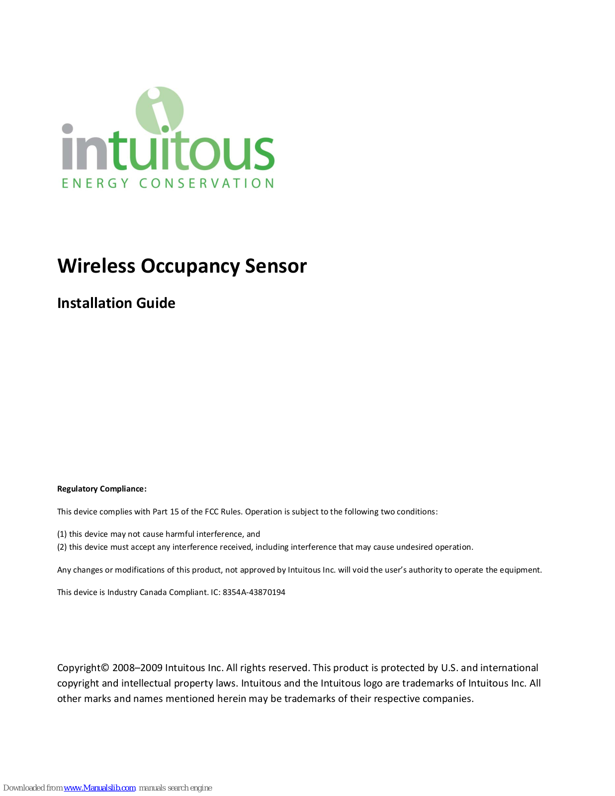 Intuitous ECS-WOL Installation Manual - ManualMachine.com
