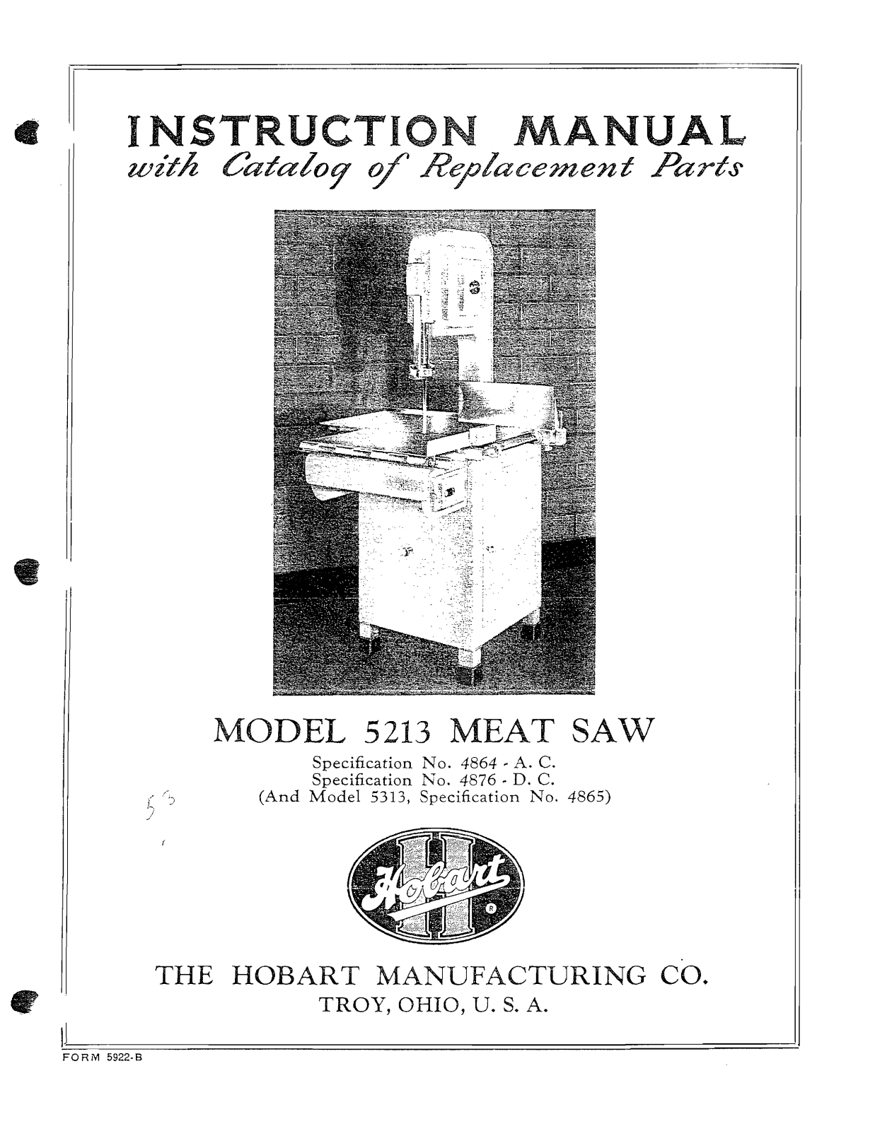 Hobart 5213 Installation Manual