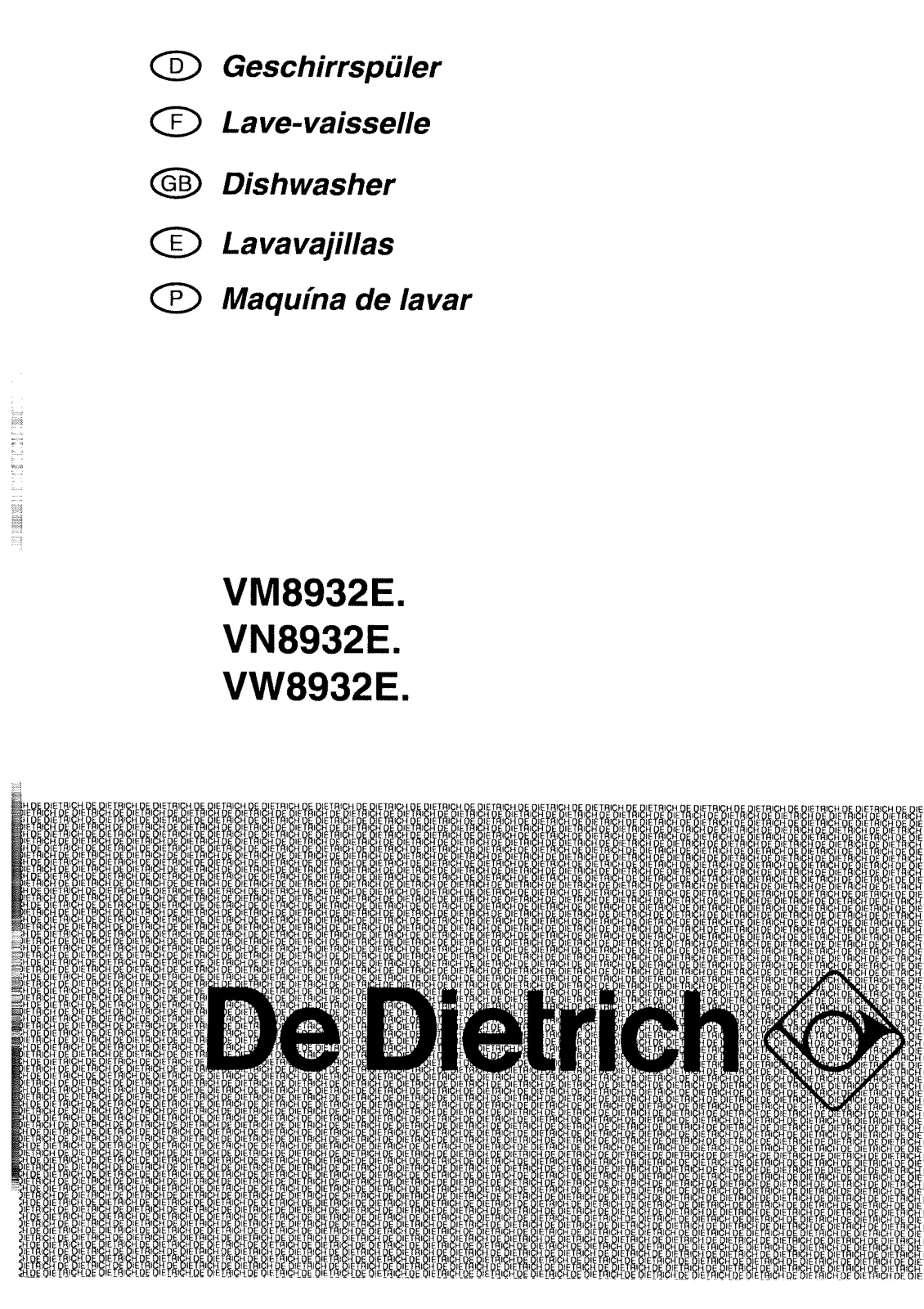 De dietrich VM8932E1, VW8932E1, VN8932E1 User Manual