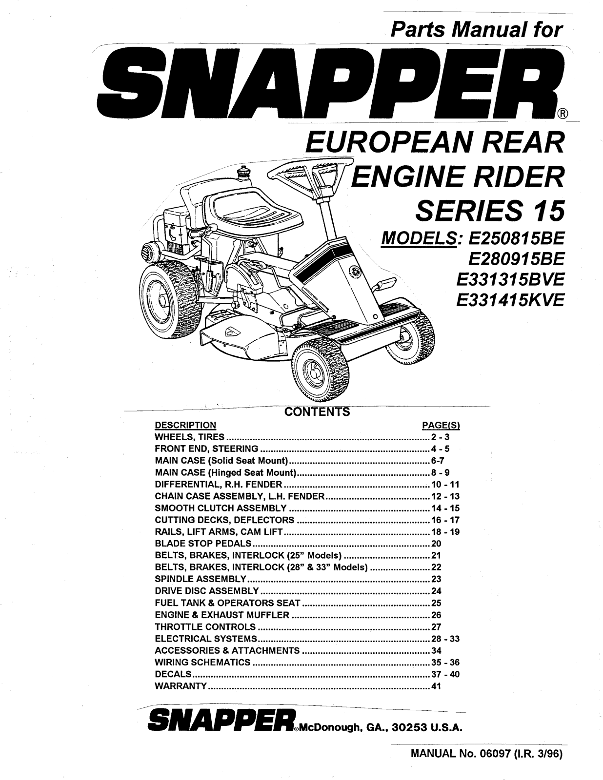 Snapper E331315BVE User Manual