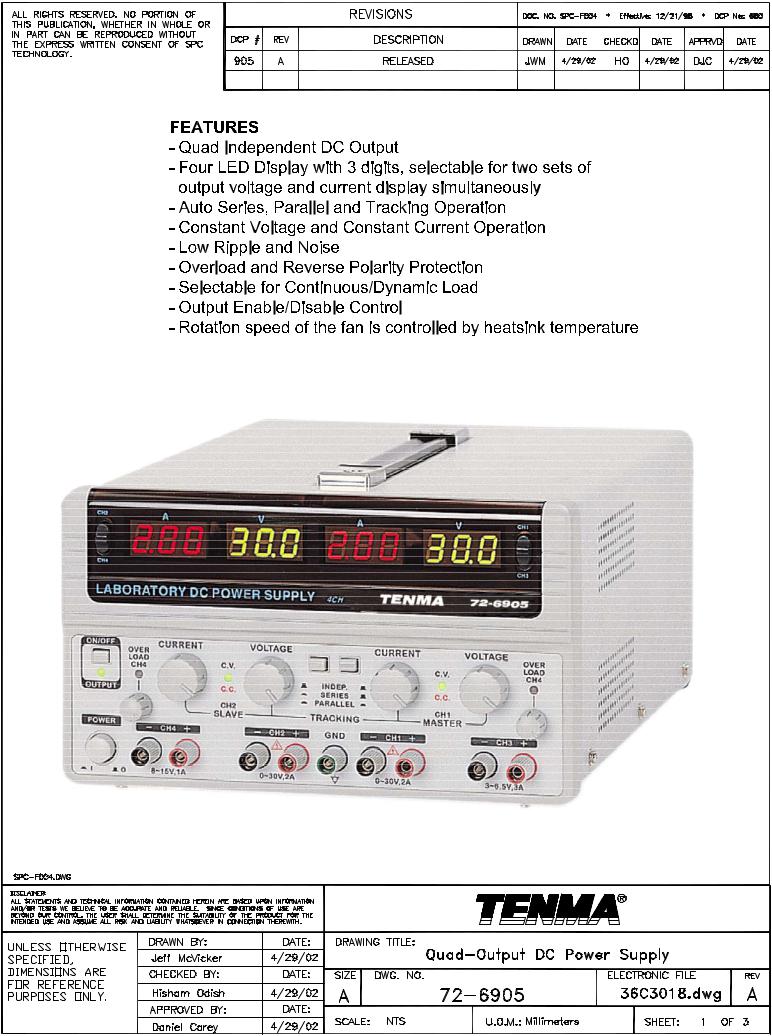 TENMA 72-6905 User Manual
