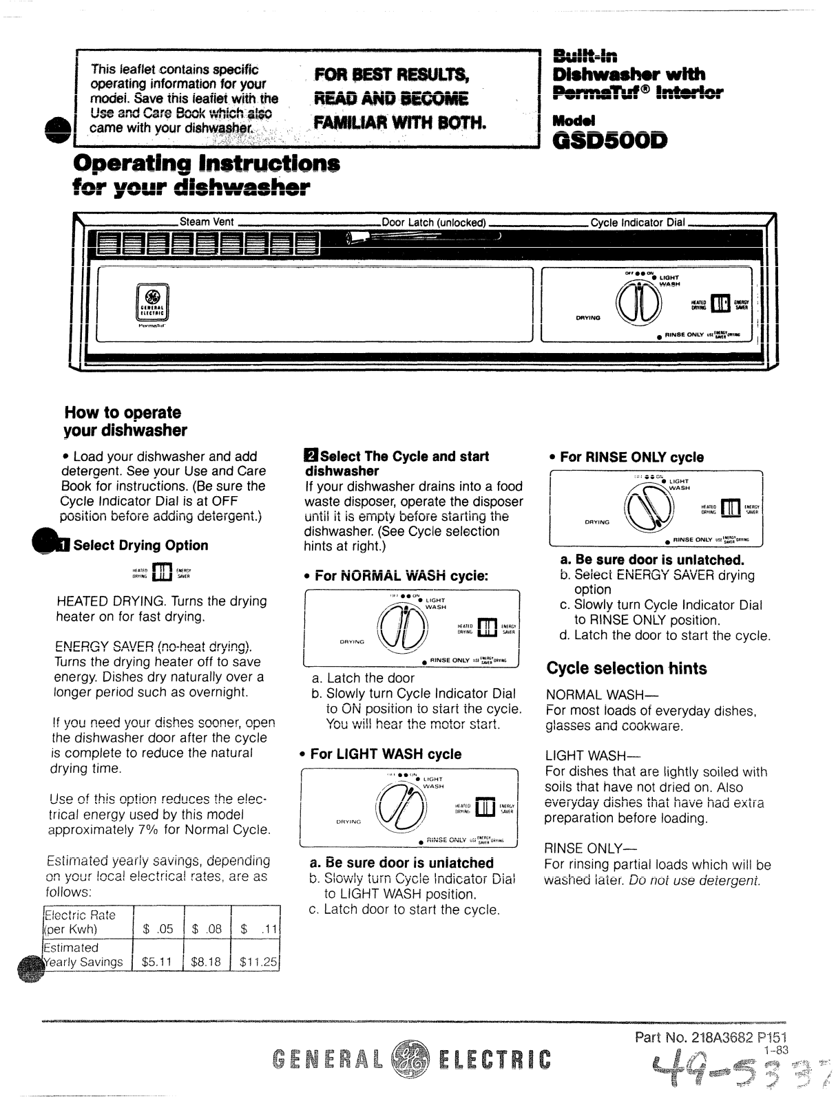 GE GSD500D Operating Instructions - ManualMachine.com